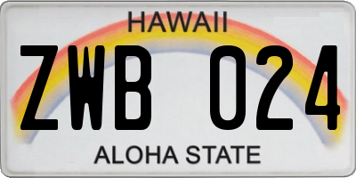 HI license plate ZWB024