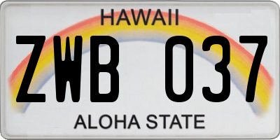 HI license plate ZWB037