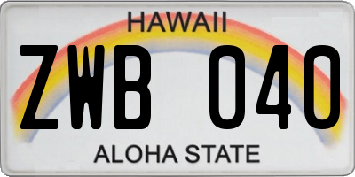 HI license plate ZWB040