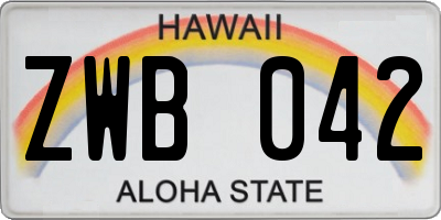 HI license plate ZWB042