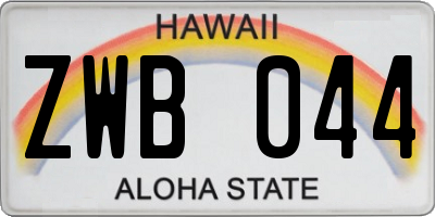 HI license plate ZWB044