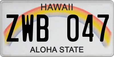 HI license plate ZWB047