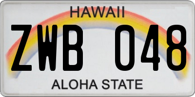 HI license plate ZWB048