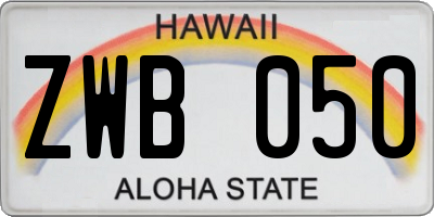 HI license plate ZWB050