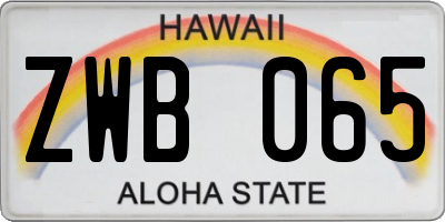 HI license plate ZWB065