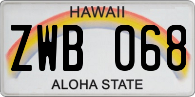HI license plate ZWB068