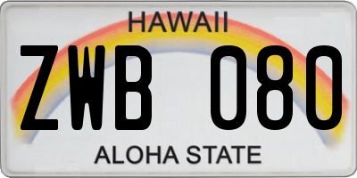 HI license plate ZWB080