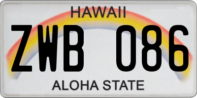 HI license plate ZWB086