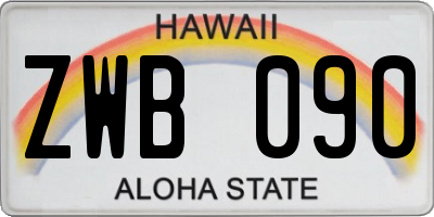 HI license plate ZWB090