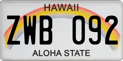 HI license plate ZWB092