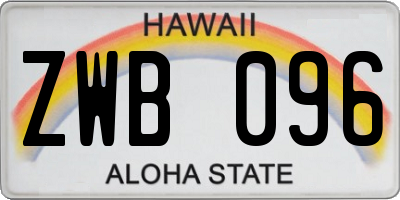 HI license plate ZWB096