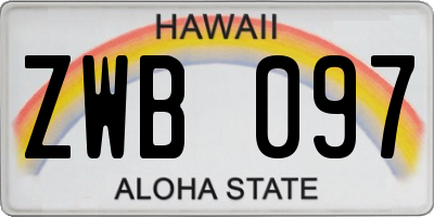 HI license plate ZWB097