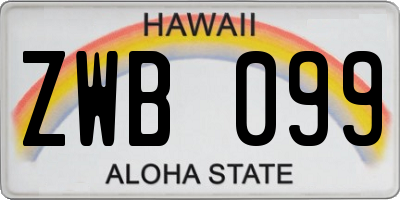 HI license plate ZWB099