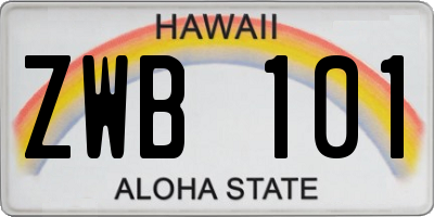 HI license plate ZWB101