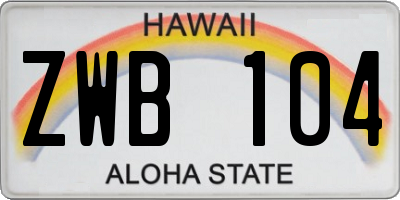 HI license plate ZWB104