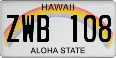 HI license plate ZWB108