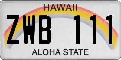 HI license plate ZWB111