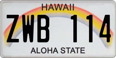 HI license plate ZWB114