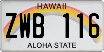 HI license plate ZWB116