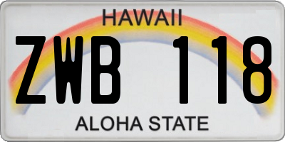 HI license plate ZWB118