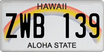 HI license plate ZWB139