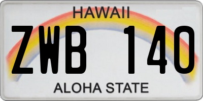 HI license plate ZWB140