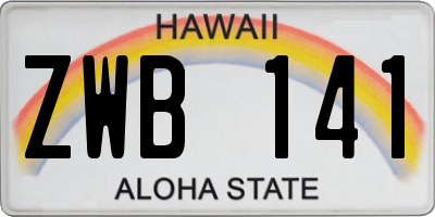 HI license plate ZWB141