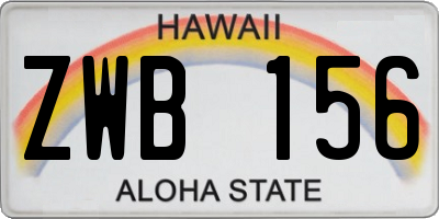 HI license plate ZWB156