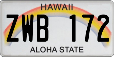 HI license plate ZWB172
