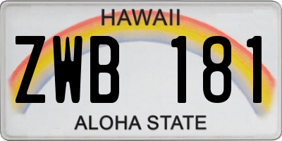 HI license plate ZWB181