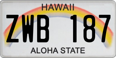HI license plate ZWB187