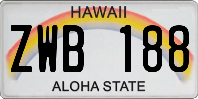 HI license plate ZWB188