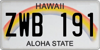 HI license plate ZWB191