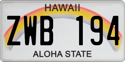 HI license plate ZWB194