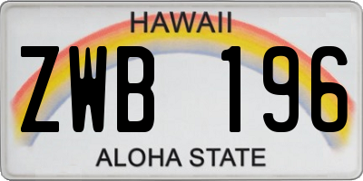 HI license plate ZWB196
