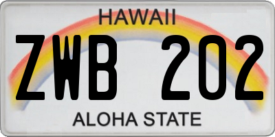 HI license plate ZWB202