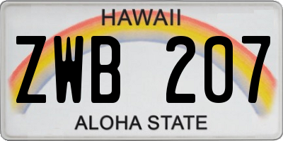 HI license plate ZWB207
