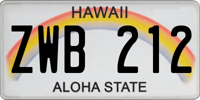 HI license plate ZWB212