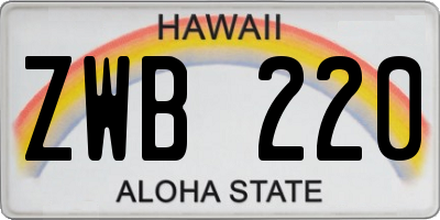 HI license plate ZWB220