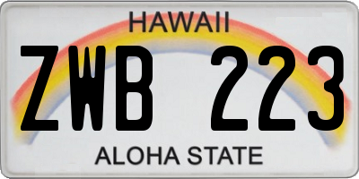 HI license plate ZWB223