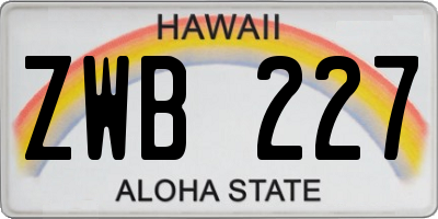 HI license plate ZWB227