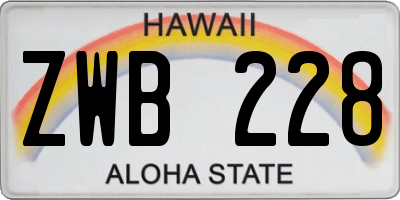 HI license plate ZWB228