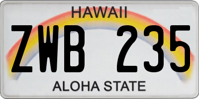 HI license plate ZWB235
