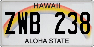 HI license plate ZWB238