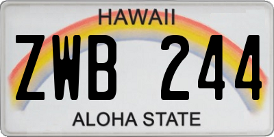 HI license plate ZWB244