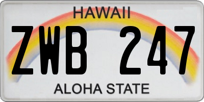 HI license plate ZWB247