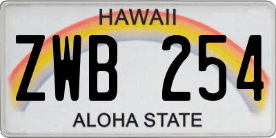 HI license plate ZWB254