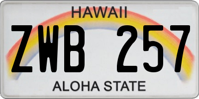 HI license plate ZWB257