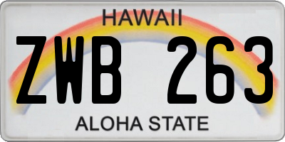 HI license plate ZWB263