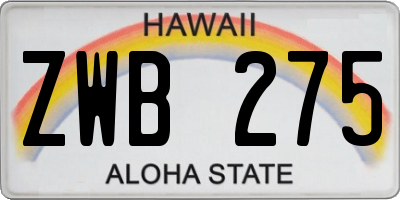 HI license plate ZWB275